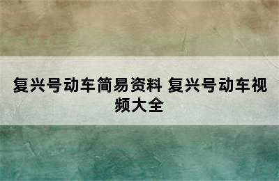 复兴号动车简易资料 复兴号动车视频大全